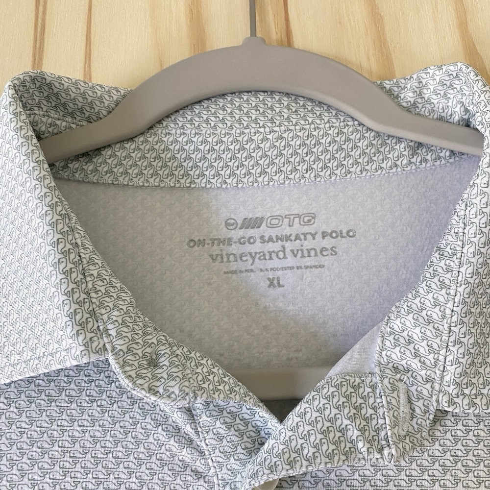 Vineyard Vines Polo Mens XL Green On-The-Go Sankaty Golf Whale Logo Performance - Picture 7 of 9